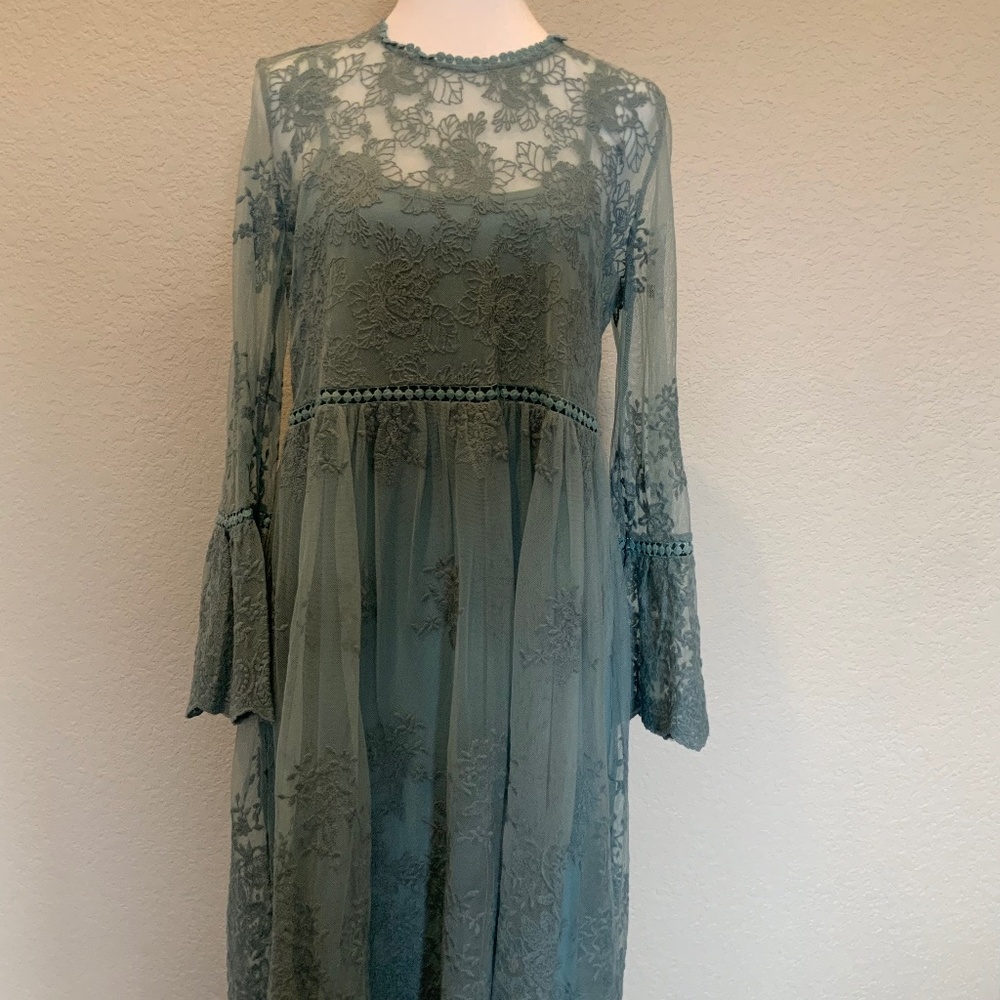 NWT!  Dusty Blue Lacy DRESS